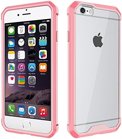 iPhone 6 Case iPhone 6S Case, Crystal Transparent Clear Back and Pure Pink Sleeve Design and Anti-Scratch and Shock-Proof Cover for Apple iPhone 6 and Apple iPhone 6S (PPink)