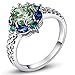 Psiroy 925 Sterling Silver Plated Green Amethyst Ring Flower Shaped Band Size 6