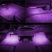 Car Interior Lights, GLIME 4-Piece 12 LED Car Atmosphere Light,Interior Underdash Lighting Kit ,Car Auto Floor Lights,Waterproof Glow Neon Light Strips Decoration Lamp for All Vehicles Purple