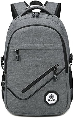 Backpack men casual college students bag USB rechargeable men travel backpack computer bag tidegray 18 inch