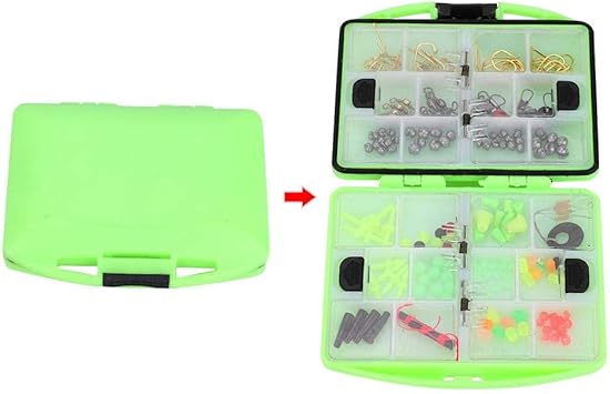 Amazon 2pcs入り フィッシングツールキット 釣り仕掛け小物セット 釣り針 フック ビーズ スイベルなど 多種類 分類収納 収納ボックス付き 釣り道具セット Alomejor アクセサリー
