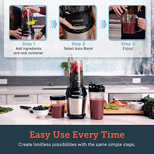 COSORI Blender for Shakes and Smoothies, 10-Piece 800W Auto-Blend High Speed Smoothie Blender/Mixer for Ice Crushing Frozen Fruits, 2x 24oz Cups, 1x 12oz Cup, ETL Listed/FDA Compliant - Thumbnail 3
