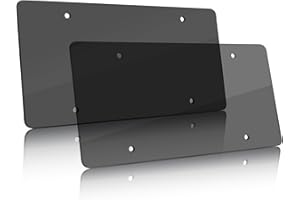 OKLPF Tinted Flat License Plate Protector Covers,Smoke Bubble Design License Plate Frames Shields Covers Fits All Standard US Plates,Flat Smoked License Plates Cover,2 Pack,Black
