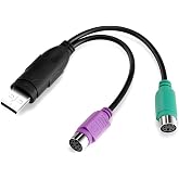 DUSTEWQ USB to Dual PS/2 Cable Computer Accessories, PS/2 to USB Adapter Converter Compatible with PS2 Keyboard and Mouse (18.5CM)