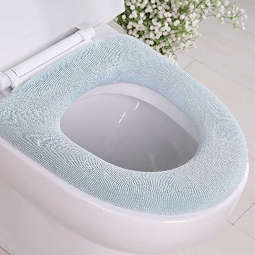 FaSoLa Bathroom Warmer Thicker Washable Cloth Toilet Seat Cover Pad (Blue)