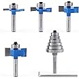 Newdeli Rabbet Router Bit Set 1/4 Inch Shank - 4Pcs Rabbeting Router Bits（1/8",1/4",3/8", 1/2" Height） with 6 Bearings Set (1