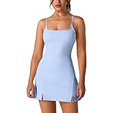 ABOCIW Womens Spaghetti Strap Tennis Dress with Shorts Sleeveless Side Slit Workout Golf Athletic Dress