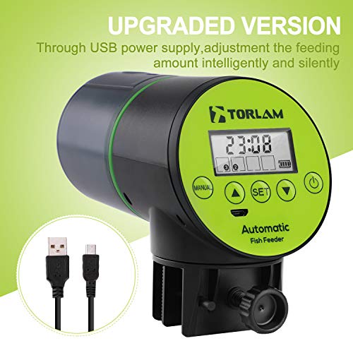 Torlam Automatic Fish Feeder, Moisture-Proof Electric Auto Fish Feeder,Aquarium Tank Timer Feeder Vacation &Weekend 2 Fish Food Dispenser