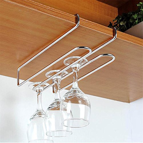 Rurah Stemware Racks Stainless Steel Wine Glass Rack Stemware Hanger Bar Home Cup Glass Holder Dinnerware Kitchen Dining - Thumbnail 3