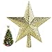 NICEXMAS Christmas Tree Toppers Star Treasures Glittered Decoration Ornament, 9 inch (Gold)