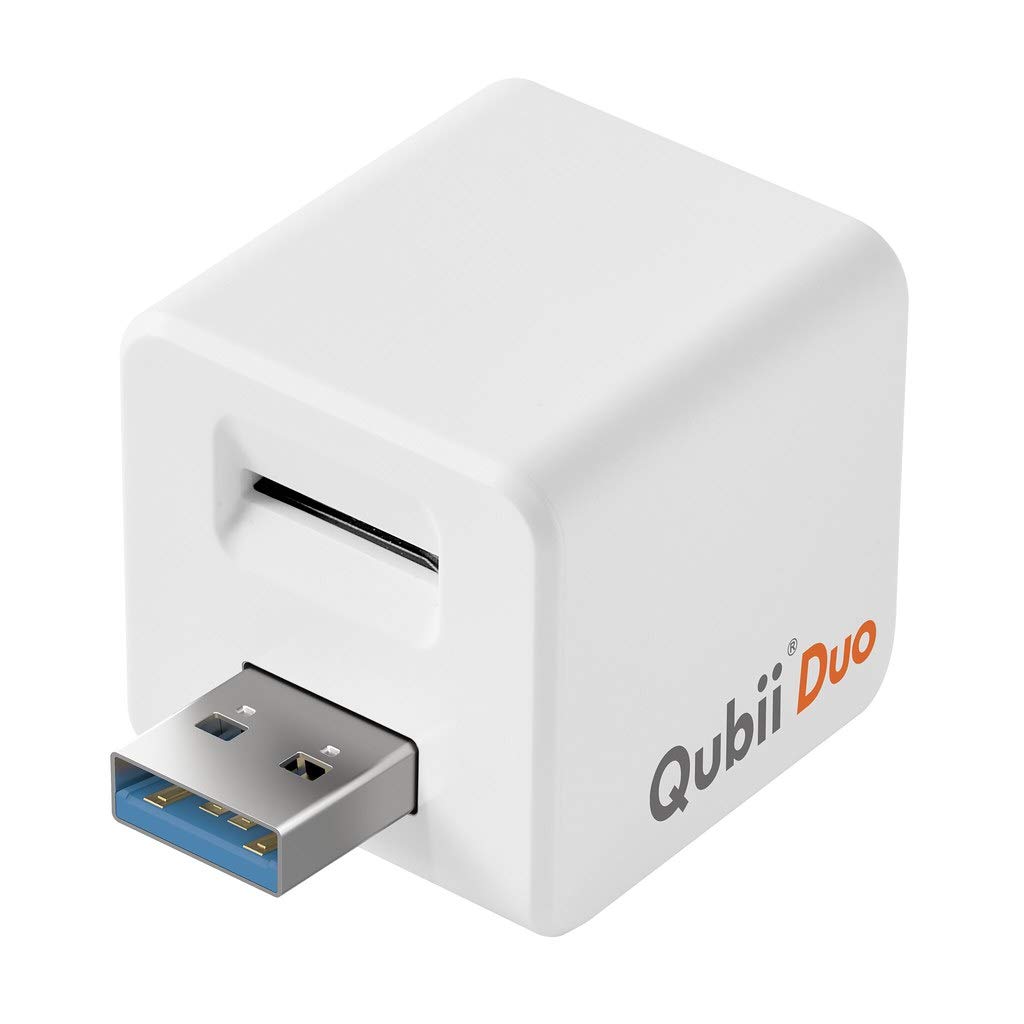Maktar Qubii Duo USB Type A ホワイト 充電しながら自動バックアップ SDロック機能搭載 iphone バックアップ usbメモリ ipad 容量不足解消 写真 動画 音楽 連絡先 SNS データ 移行 SDカードリーダー 機種変更 MFi認証 (microSD別売)商品画像
