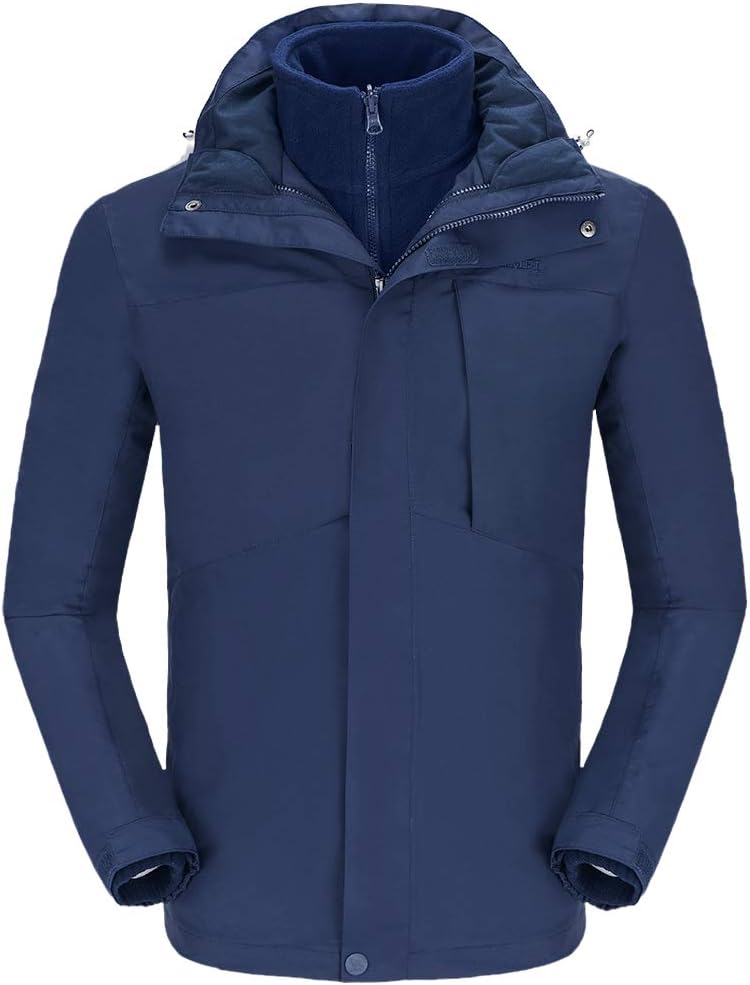CAMELSPORTS Men's Mountain Ski Jacket 3 in 1 Waterproof Winter Jacket Warm Snow Jacket Hooded Rain Coat Windproof Winter Coat