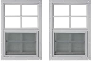 OUTDOOR HARDWARE SUPPLY 2PK Shed Window 12x18 White - Vertical Slider with Tempered Glass & Bug Screen
