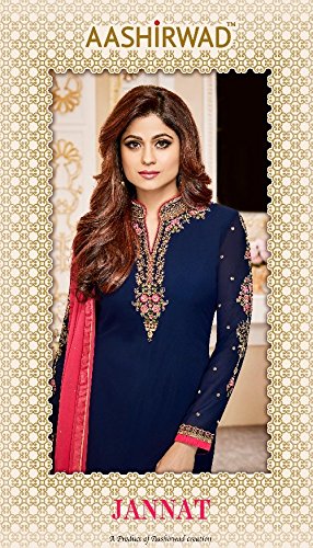 capri creation women's georgette gown dress material(1302_blue_free size)