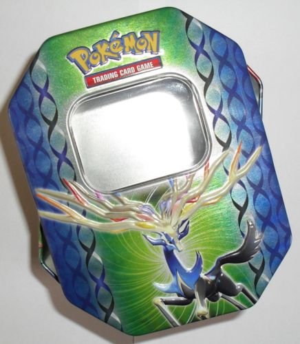 Empty Xerneas Tin for Pokemon Trading Card Storage (Metallic, Two-Piece)