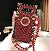 KAPADSON for Samsung Galaxy Note 9 Luxury Bling Glitter Sparkle Cute Gold Corner Soft Shock-Absorption Phone Holder Case Cover with Strap - red