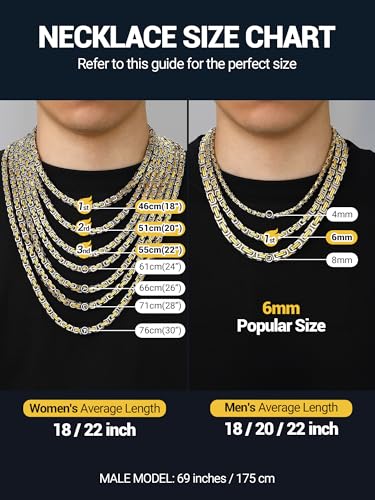 PROSTEEL Byzantine Chain Men 4 mm/6 mm Byzantine Necklace Stainless Steel Silver Gold Black Men's Jewellery Hip Hop Punk Rock 46 cm-76 cm