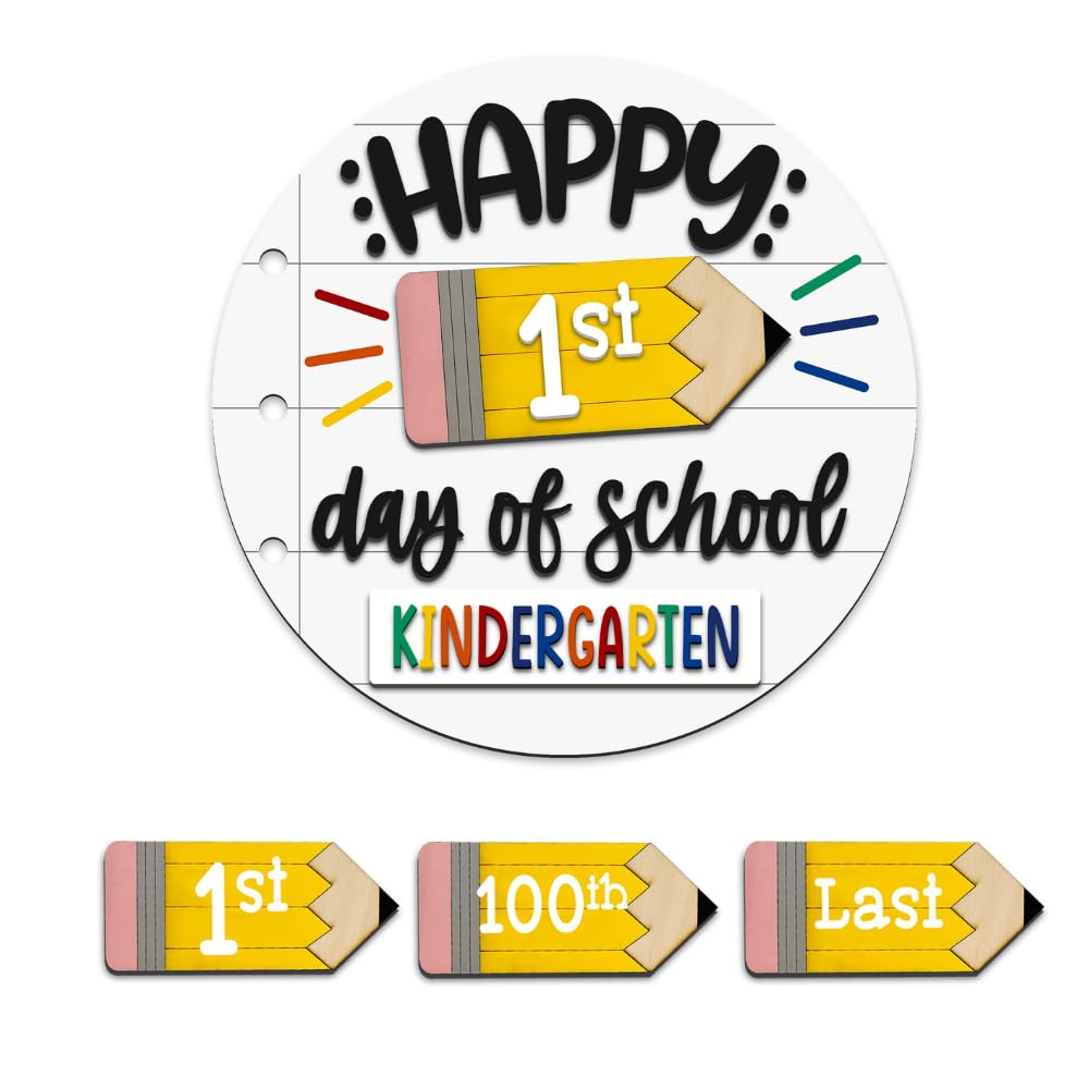 Photo 1 of MDPrints 3D First and Last Day School Sign, Reusable Dry Erase 8'' Back to School Signs for Kids, My 1st Day of Preschool Kindergarten Signs (School 203)