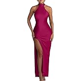 Memoriesea Women's Sexy High Split Sleeveless Backless Party Wedding Maxi Dress