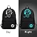 Transer Women Girls Boys Light Preppy Teenagers Noctilucent Cartoon Oxford School Bags School Backpacks (M, Black)