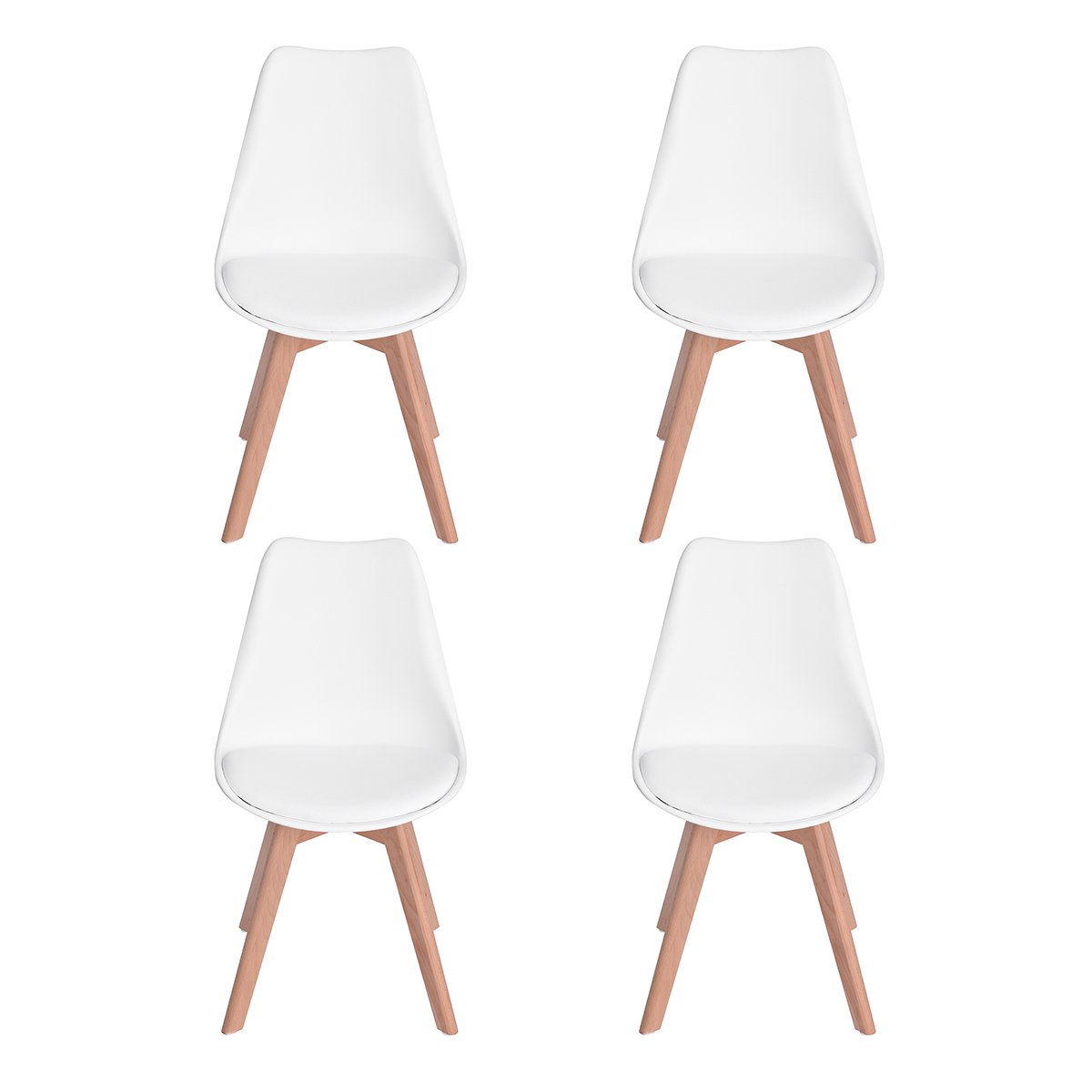 Details About Set Of 4 Tulip Style Dining Chair Plastic Office Chair With Solid Wood Legs