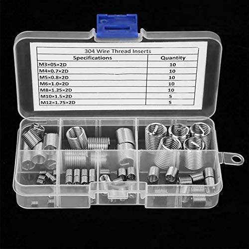 Wire Thread Inserts SENRISE Thread Repair Kit Helicoil Stainless Steel Tap&Die Insert Thread Repair Tools Metric M3 M4 M5 M6 M8 M10 M12 (60PCS)