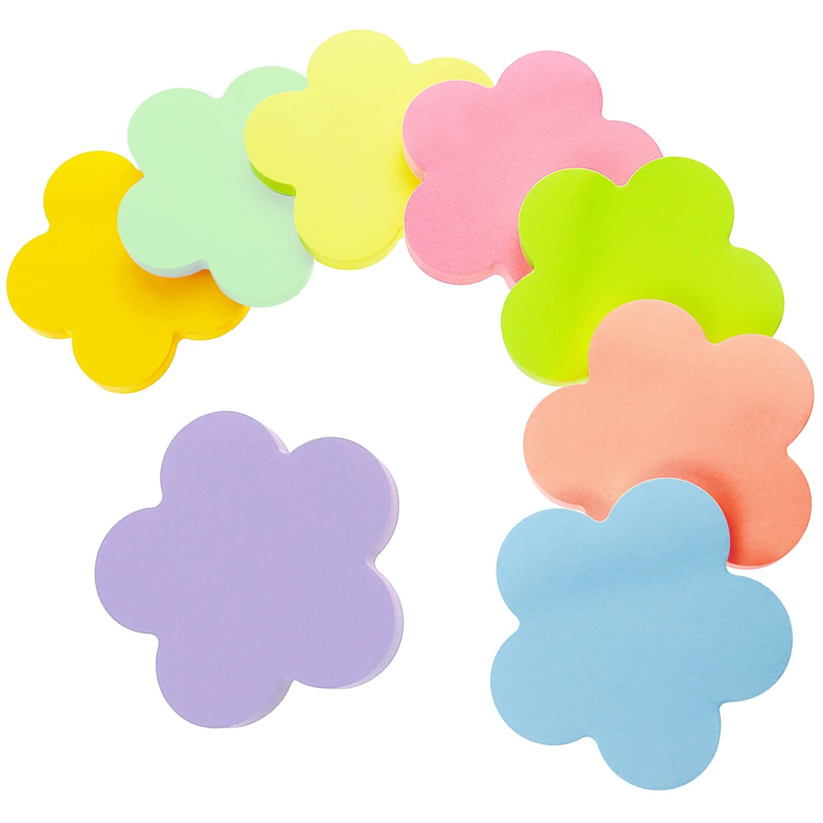 Flower Shape Sticky Notes - 8 Colours, 560 Sheets/pad, 70 x 70 mm Removable Self Sticky Notes for Office, Home, School & Meetings