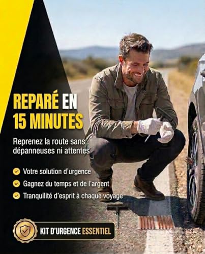 NOOGUI - Puncture Tyre Drill - Car Tyre Repair Kit - Repairs in 15 Minutes - Includes 20 Drills, 1 Spiral T-Tool, 1 T-Tool Insert, 2 Gloves and 1 Cutter - Car Puncture Resistant Kit
