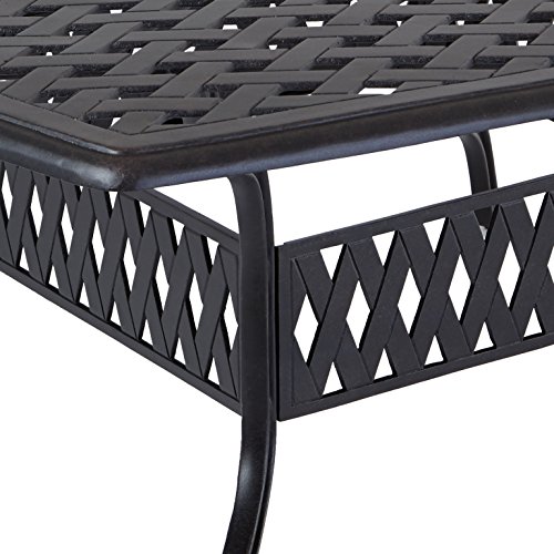 Darlee St. Cruz Cast Aluminum 10-Piece Dining Set with Seat Cushions, 64-Inch Square Dining Table and 30-Inch Lazy Susan, Antique Bronze Finish - Thumbnail 3