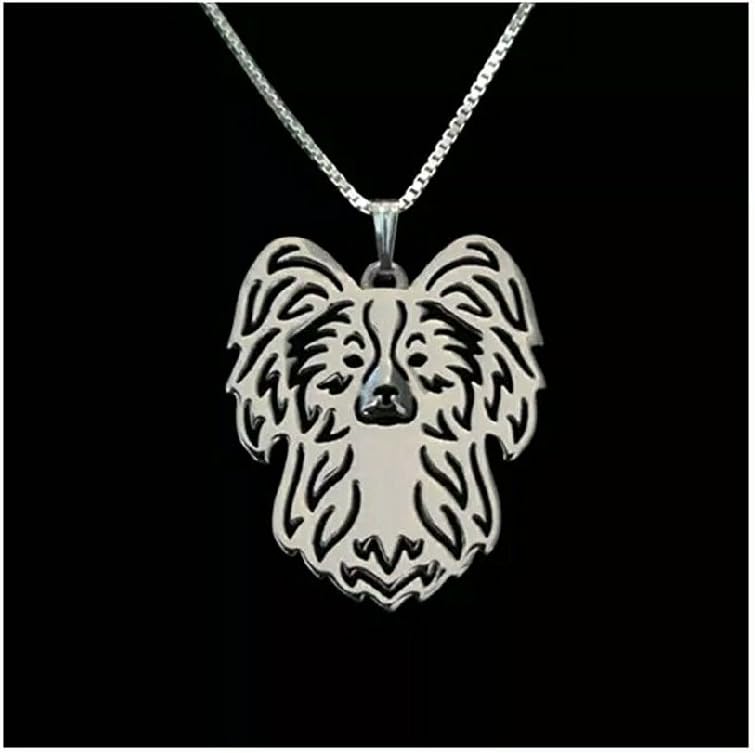 MMBD Papillon Dog Necklace Silver-Tone