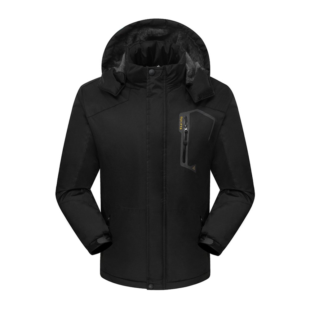 Ski Jacket Waterproof Windproof Fleece Jacket Mountain Jacket Sportswear For Men /Women Outdoors (L, Black)