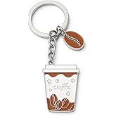 DONWOIE Coffee Keychain - Cute Keychain with Coffee Cup & Bean Charms, Purse Charms for Bag,Funny Keychains for Girls Women