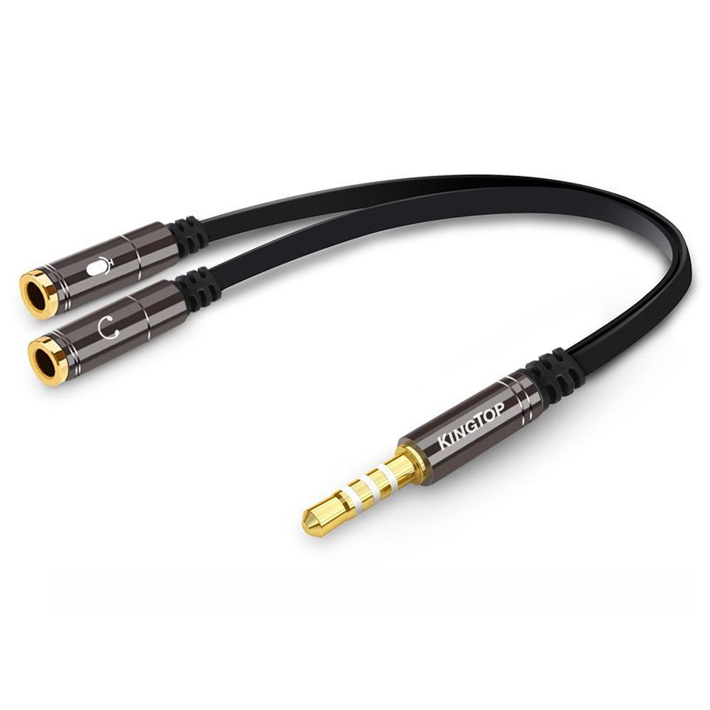 KingTop 3.5mm Audio Adapter Cable Headset Male to 2 Female Y Splitter