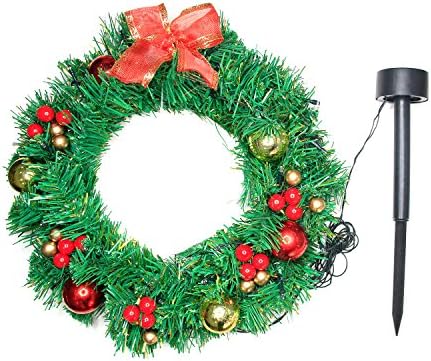 Wreath Garland Solar 20 LED Lights Outdoor/Indoor Decor Ornaments Christmas Halloween Decoration