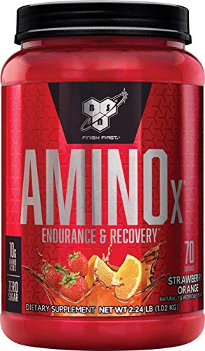 BSN Amino X Muscle Recovery & Endurance Powder with BCAAs, 10 Grams of Amino Acids, Keto Friendly, Caffeine Free, Flavor: Strawberry Orange, 70 Servings (Packaging May Vary)