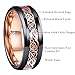 NUNCAD Men's 8MM Black and Rose Gold Celtic Dragon Tungsten Carbide Ring Polished Finish Beveled Edge Size 7 to 12