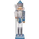 Kurt Adler Wooden 15" Blue &amp; Platinum Nutcracker
