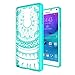 Samsung Galaxy Note 4 Case Clear with HD Screen Protector, AnoKe Mandala Flower Cute Women Girls Acrylic Rubber TPU Bumper Ultra Thin Slim Fit Phone Cover Cases for Samsung Galaxy Note 4 -TM CH Mint