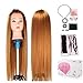 Mannequin Head, Beauty Star 24 Inch Long Gold Hair Cosmetology Mannequin Manikin Training Head Model Hairdressing Styling Practice Training Doll Heads with Clamp Stand and Accessories