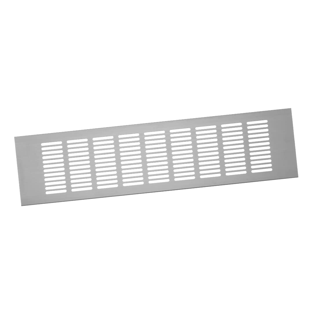 100x400mm Air Vent Cover - Aluminium Ventilation Grille - Silver Furniture Grill for Door, Wardrobe, Radiator
