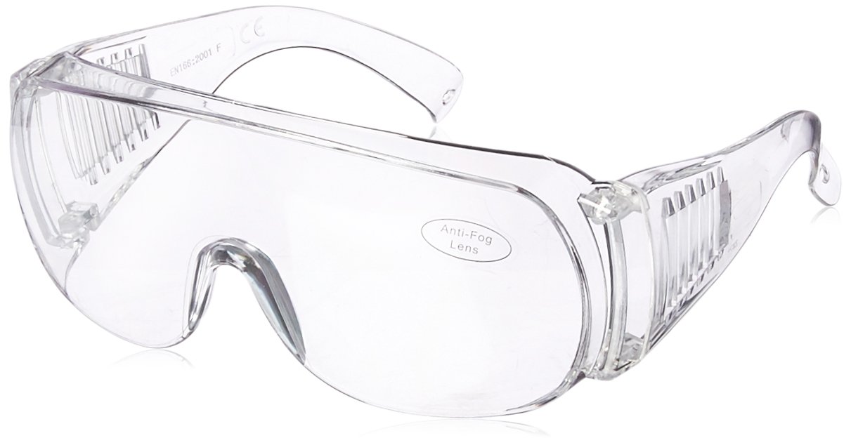 EMI # 412 Clear Safety Glasses Eyewear - Wear Over Glasses – Anti-Fog, Anti-Scratch Protective Eyewear for Medical Professionals, Labs, and Workplaces – Polycarbonate Eye Protection