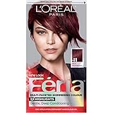 L'Oréal Paris Feria Multi-Faceted Shimmering Permanent Hair Color, 41 Crushed Garnet (Rich Mahogany) (1 Kit) Hair Dye