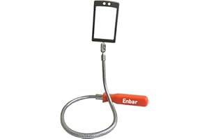 Enbar Inspection Mirror Flexible Inspection Mirror 360 Rotation with 2 LED Lighted Flexible Inspection Mirror Swivel for Automotive and Shower Use Mirror on a Stick