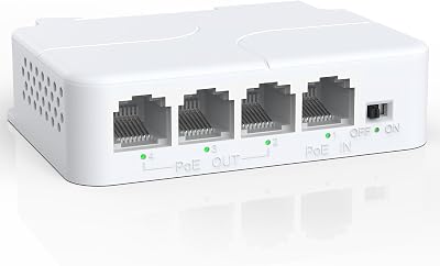 YuanLey 4 Port PoE Extender 3 Out 802.3af/at 100Mbps 100m Wall Din Rail