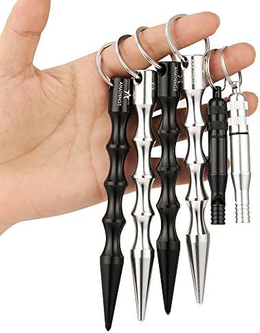 amathings 2-4 pieces ! (double/foursome pack) Kubotan in different Colours ergonomic grip and keyring with whistle 100% legal by