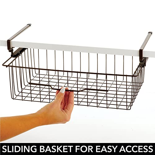 mDesign Large Metal Wire Hanging Pullout Drawer Basket Sliding Under