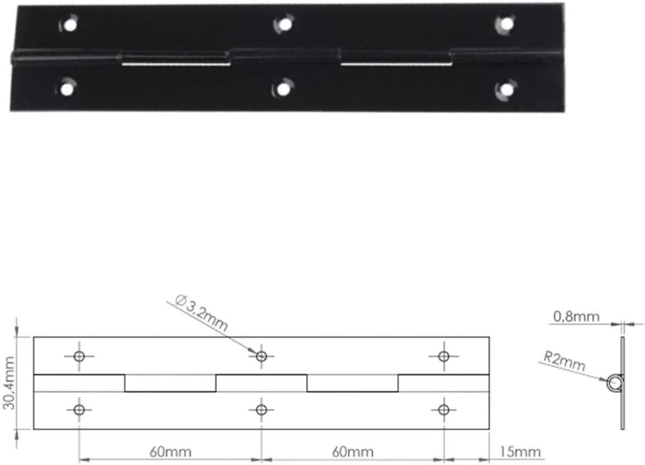 2X 1M (1000mm) Continuous Steel Metal Piano Hinge Strap Multi Colours with Holes by BMF DIRECT® (Black) - Image 4