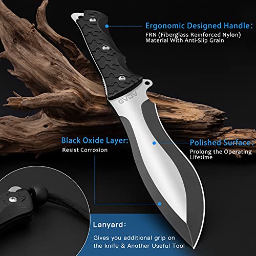 GVDV Full Tang Survival Knife with Decent Sheath 11.8" Sturdiest