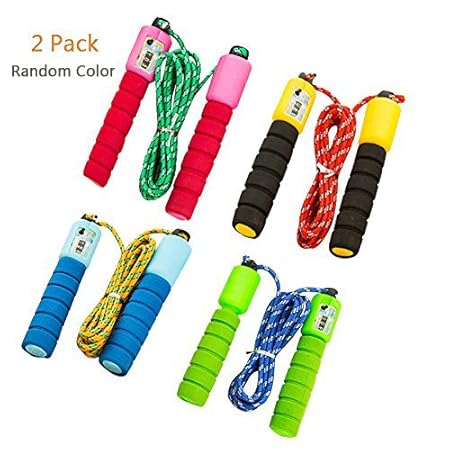 Yuccer SpringSeil Einstellbare Anti-Rutsch Gummi Geschwindigkeits Seil mit Zähler für Fitness, Gewic
