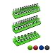 Olsa Tools Magnetic Socket Organizer | 3 Piece Socket Holder Kit | 1/2-inch, 3/8-inch, 1/4-inch Drive | SAE Green | Holds 68 Sockets | Premium Quality Tools Organizer